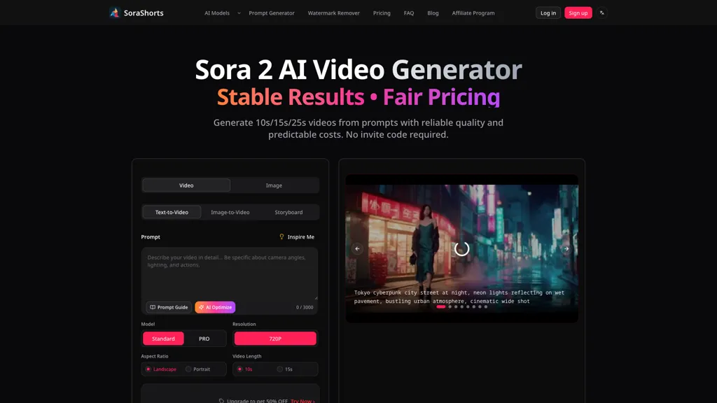 SoraShorts AI tool screenshot