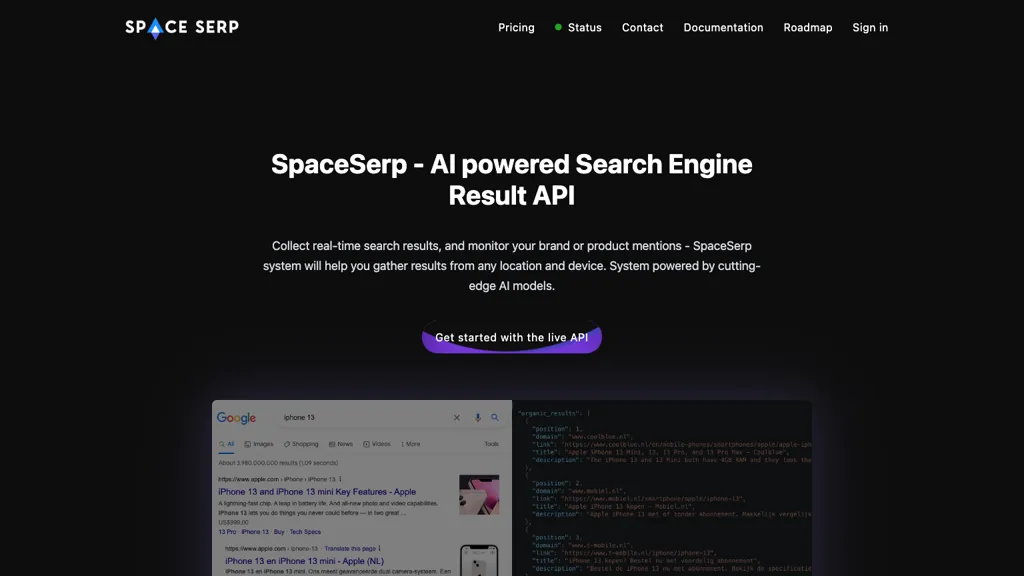 SpaceSerp website