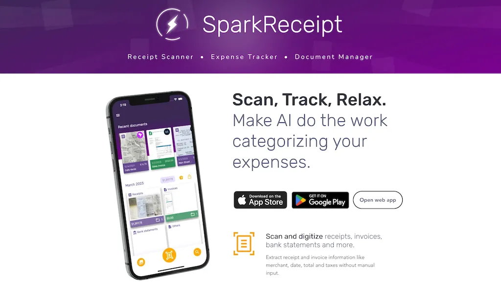 SparkReceipt website
