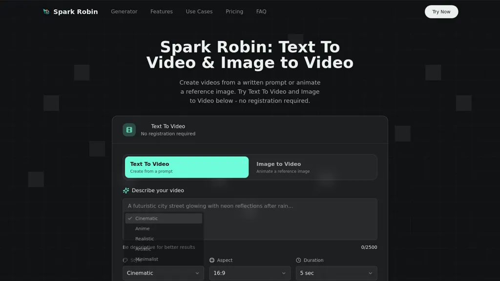 SparkRobin.ai AI tool screenshot