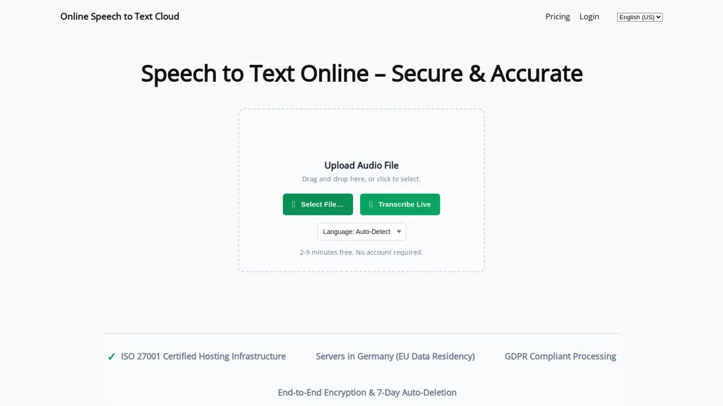 speech-to-text.cloud screenshot