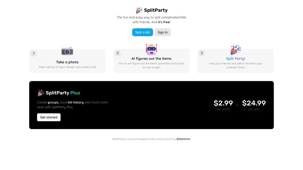 Splitparty website