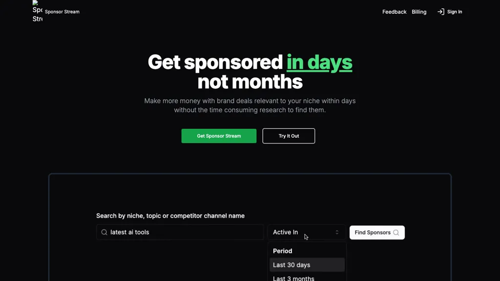 Sponsor stream website