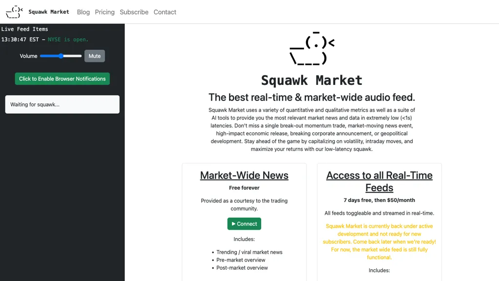 Squawk Market website