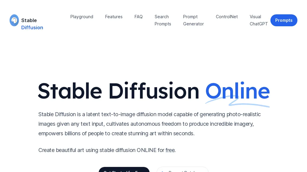 Stable Diffusion Online website