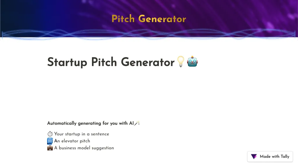Startup Pitch Generator website