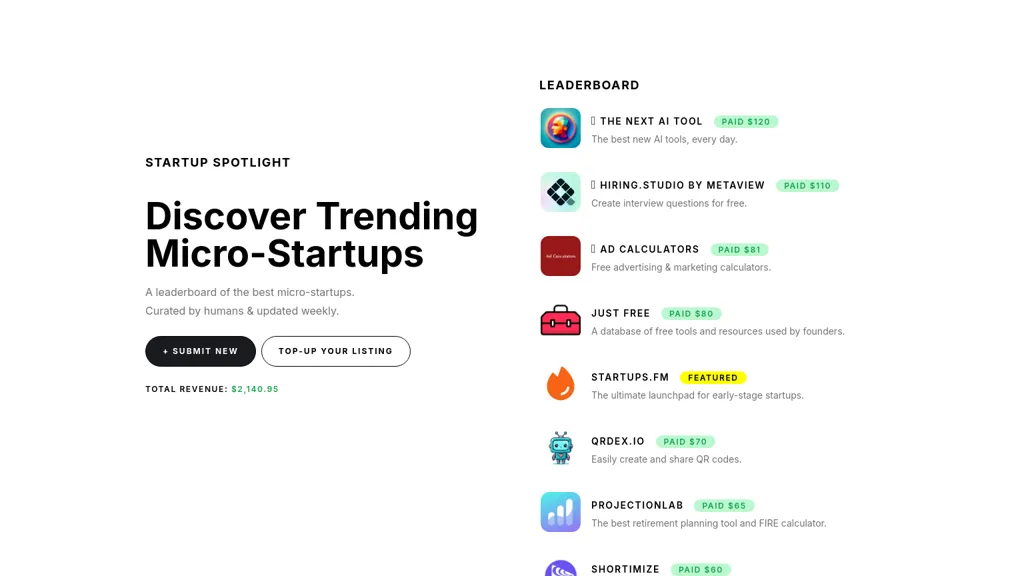 Startup Spotlight AI tool screenshot