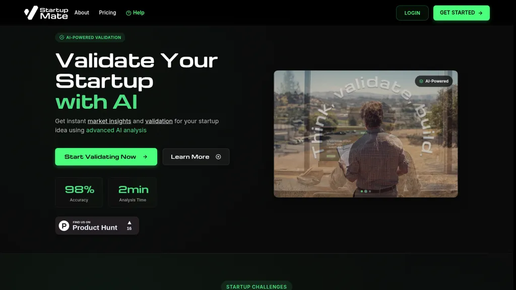 StartupMate AI tool screenshot
