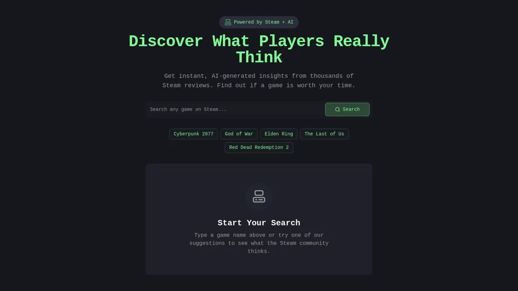 Steam Summarize AI tool screenshot