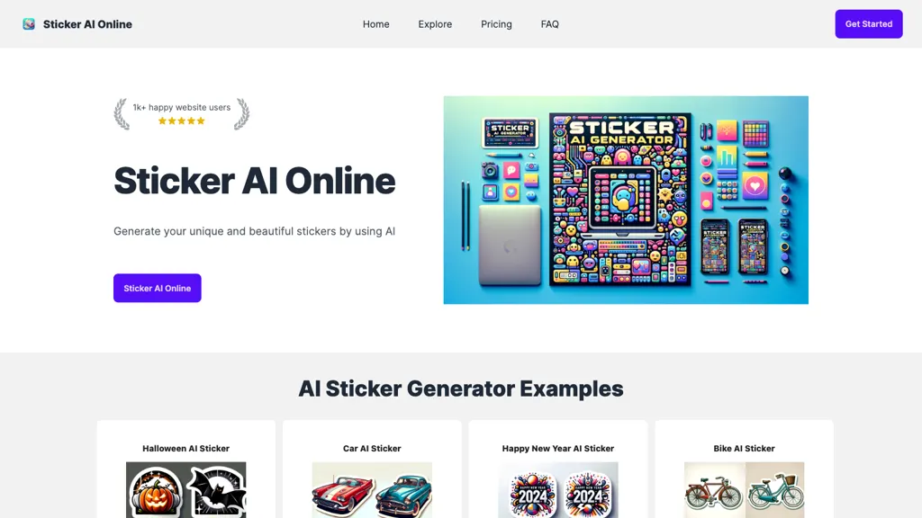 Sticker AI Online website