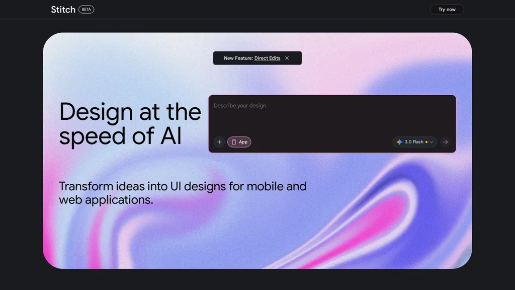 Stitch - Google AI tool screenshot