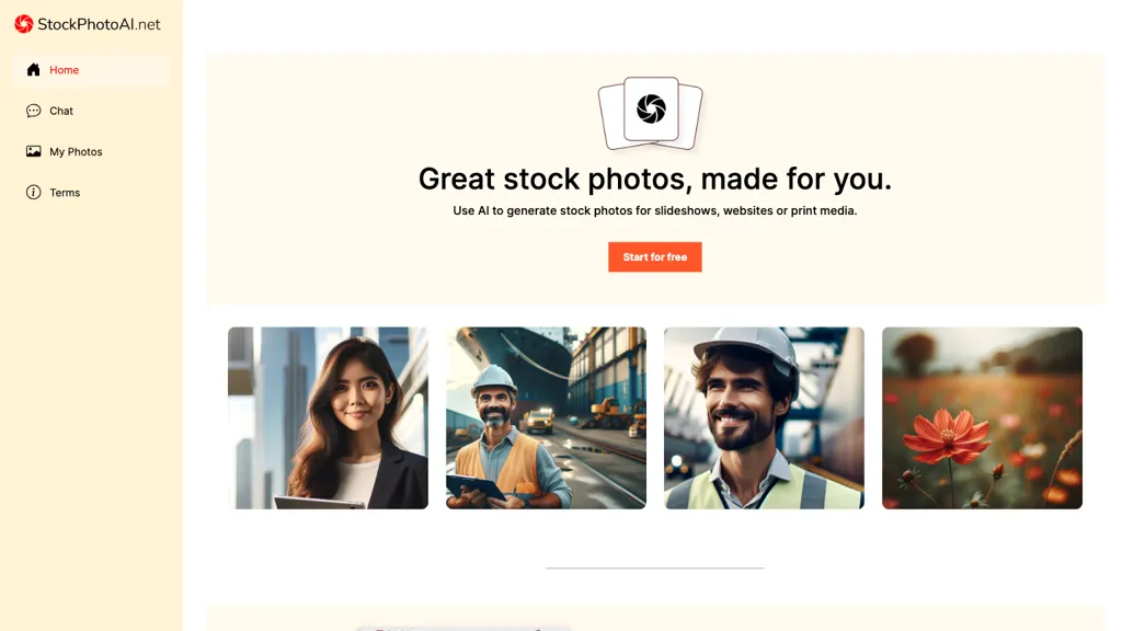 Stock Photo AI website