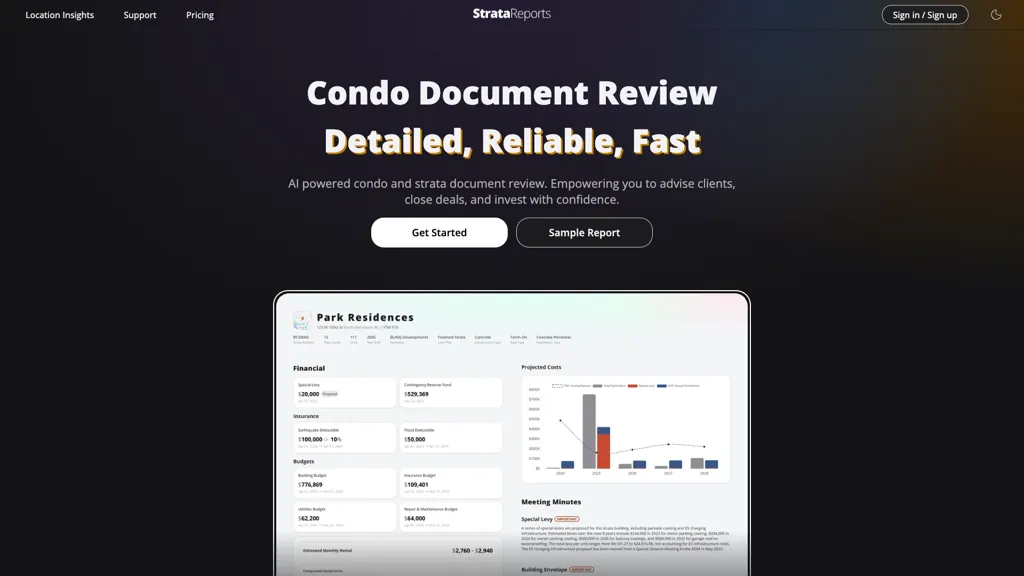 StrataReports AI tool screenshot