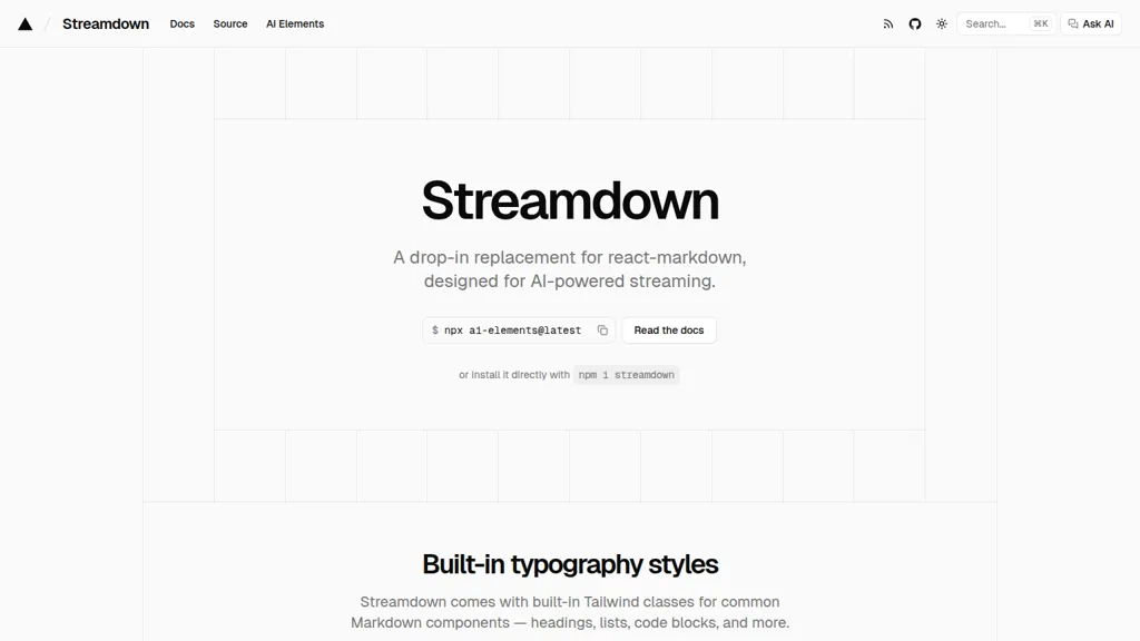 Streamdown AI tool screenshot