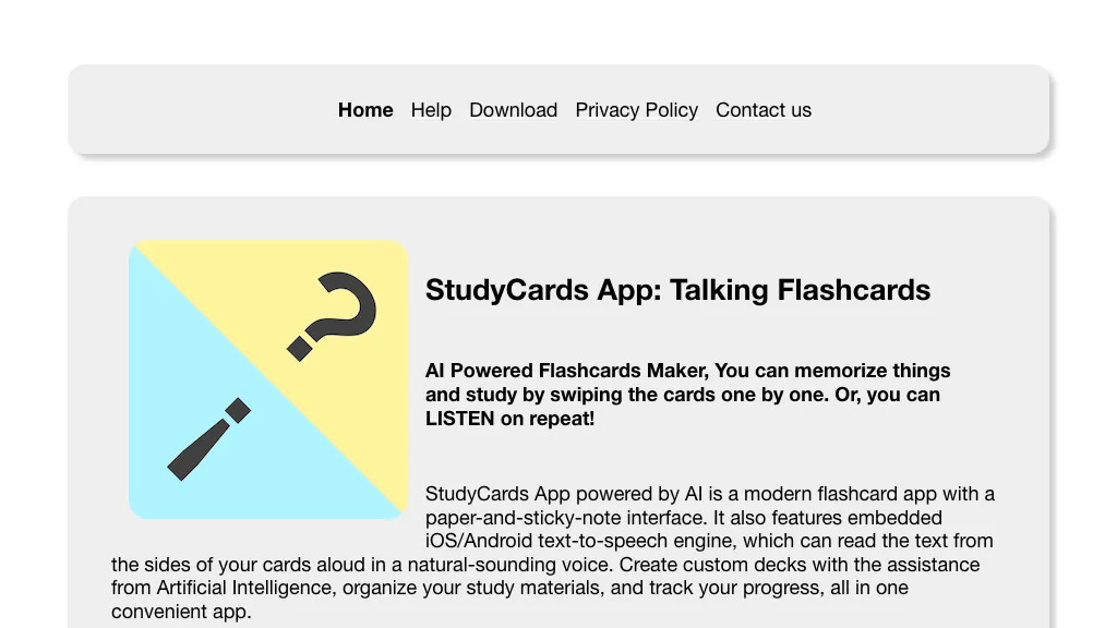 StudyCards App website