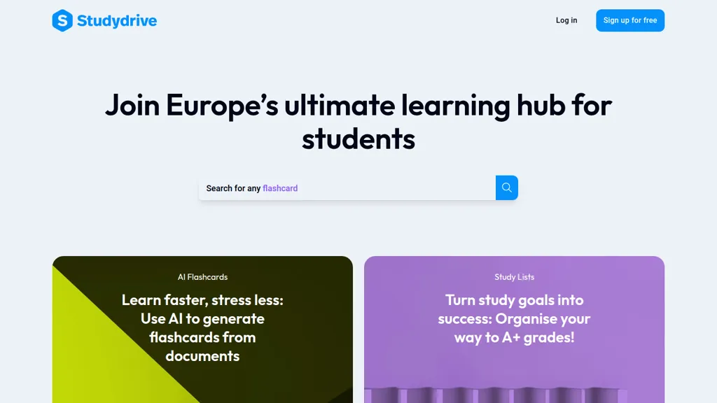 Studydrive AI tool screenshot
