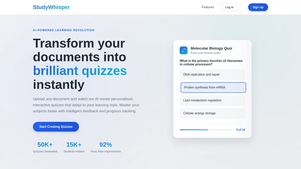 StudyWhisperer AI tool screenshot