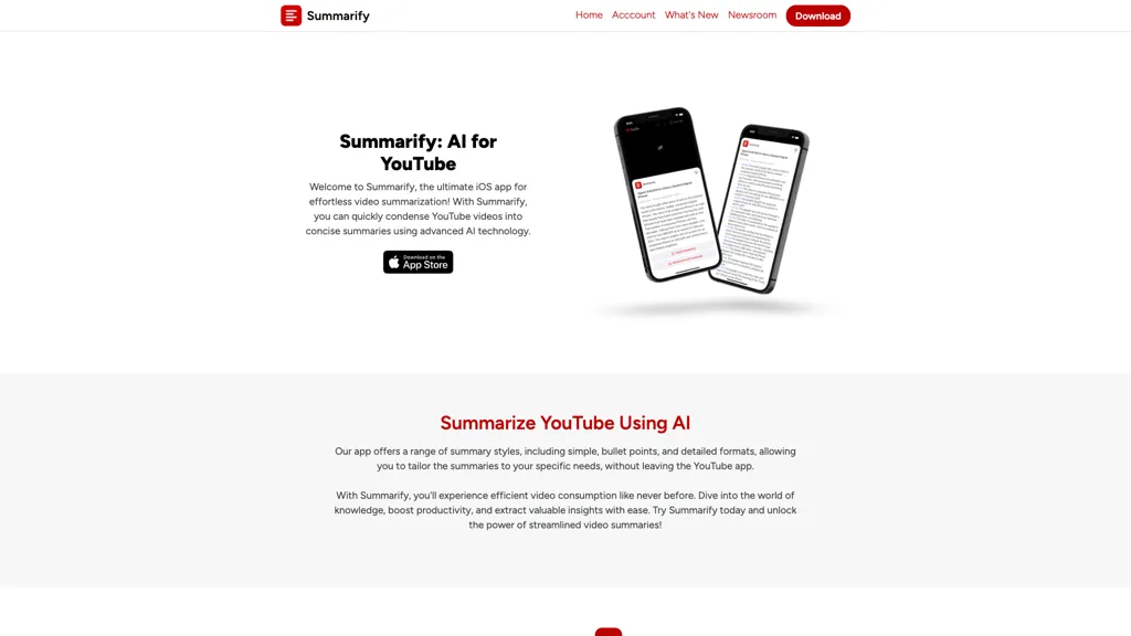 Summarify.app AI tool screenshot
