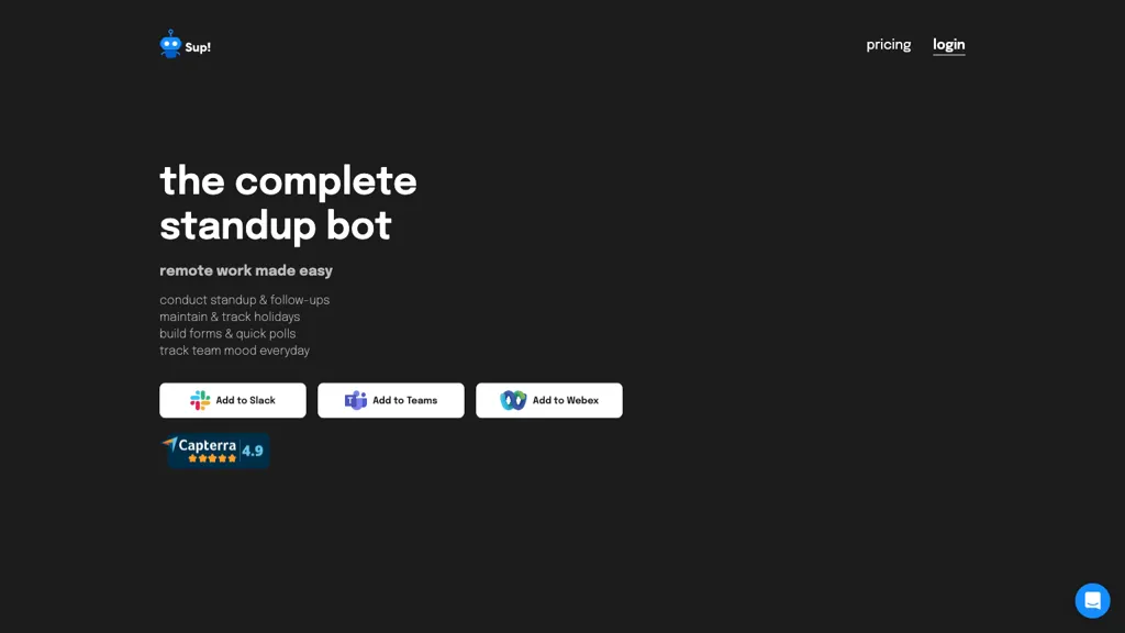 Sup Standup Bot website