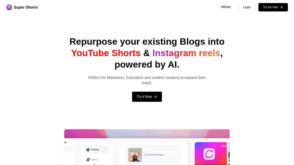 Super Shorts website