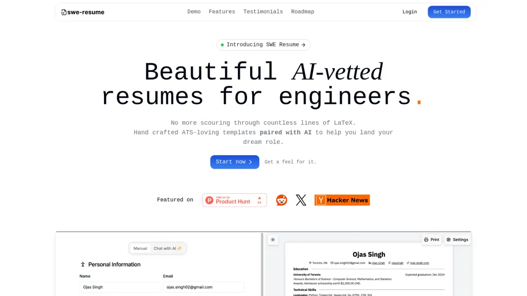 SWE-Resume website