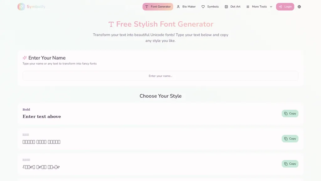 Symbolfy AI tool screenshot