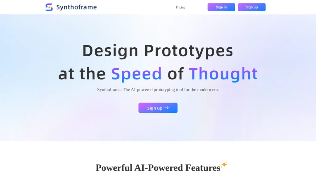 SynthoFrame AI tool screenshot