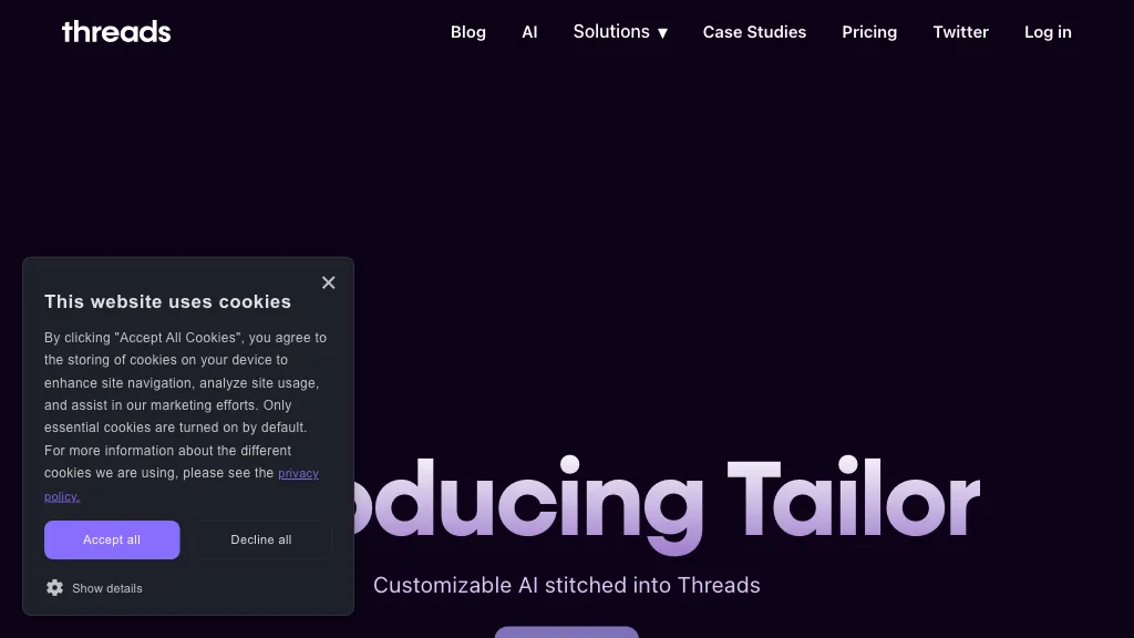 Tailor by Threads website