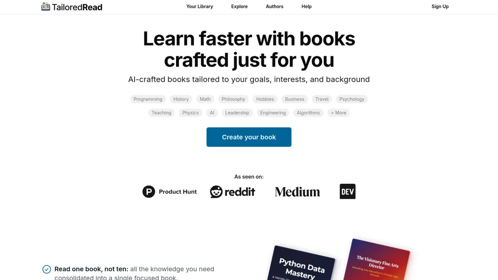 TailoredRead website