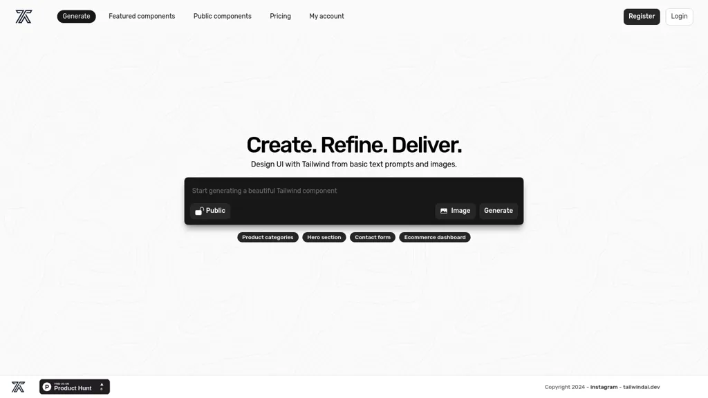 Tailwind AI website