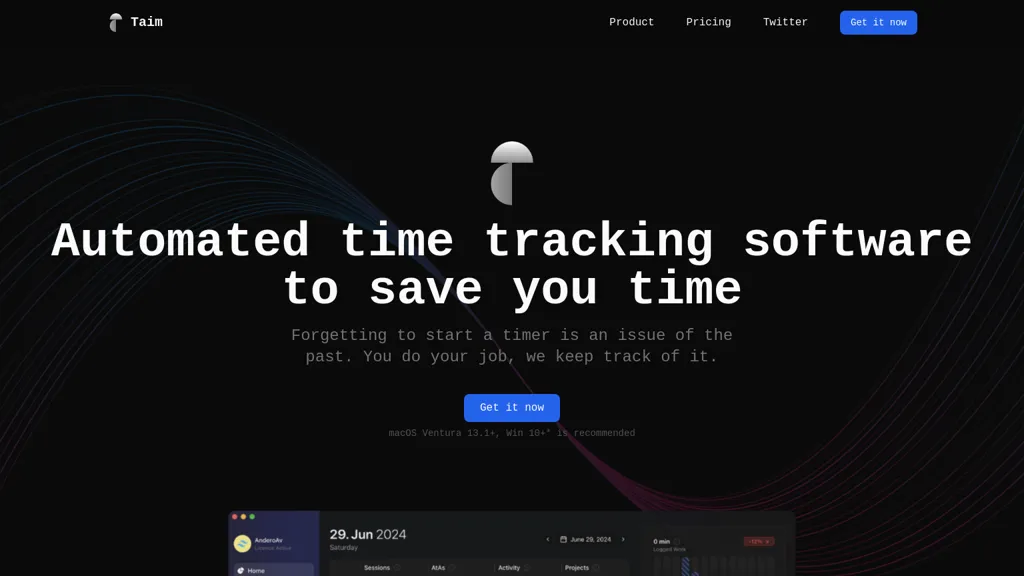 Taim App website