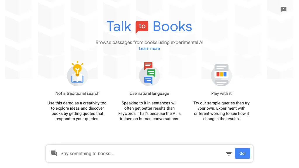 Talk to Books (Google) website