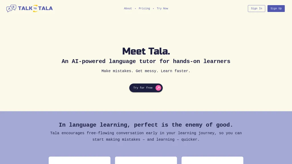 Talk to Tala website