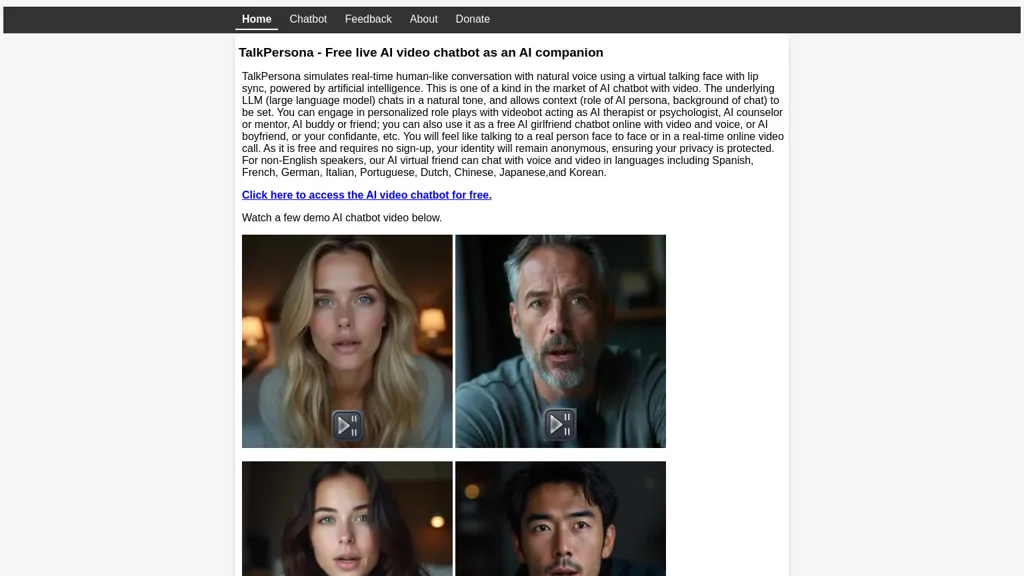 TalkPersona website