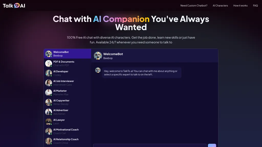 TalkTo AI website