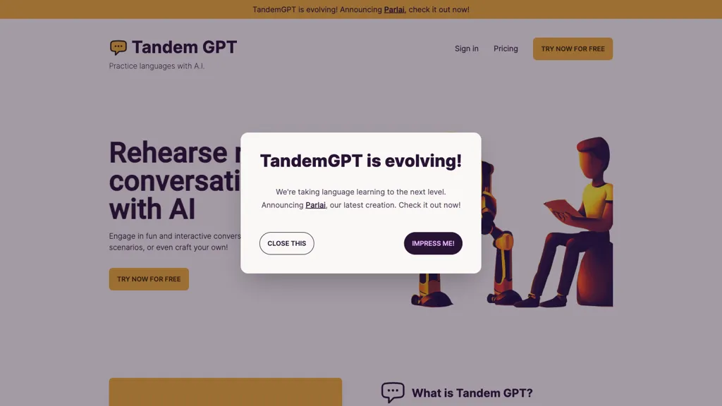 Tandem GPT website