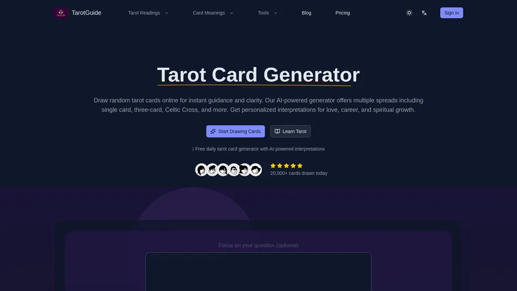 TarotGuide.net AI tool screenshot
