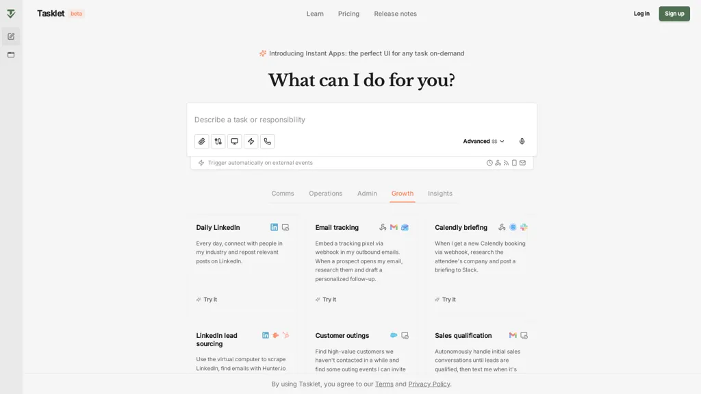 Tasklet.ai AI tool screenshot