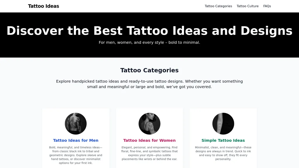 tattoo ideas AI tool screenshot
