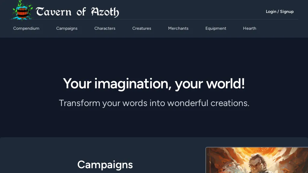 Tavern of Azoth website