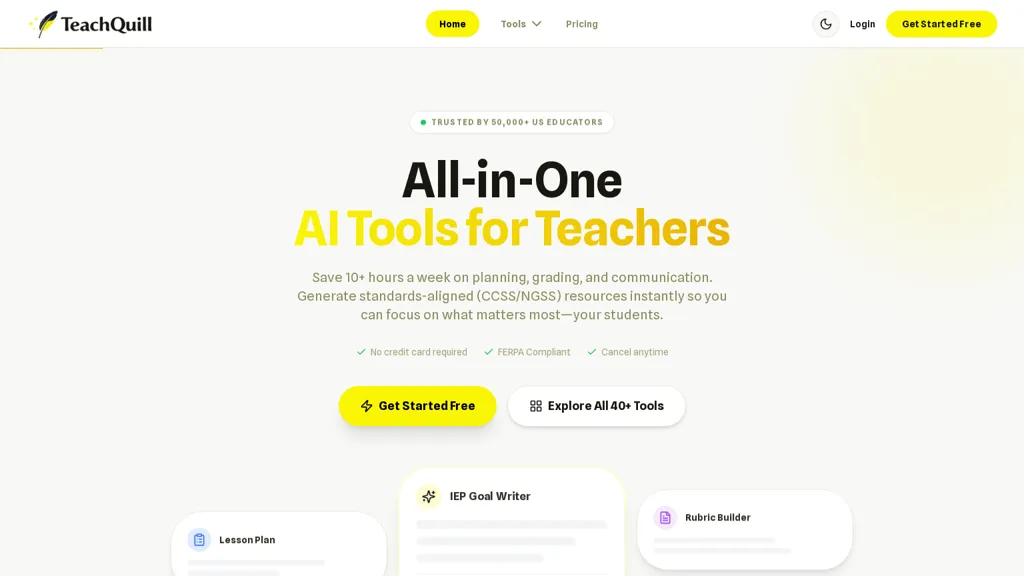 TeachQuill AI tool screenshot