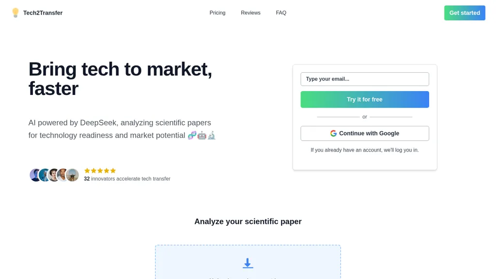 Tech2Transfer AI tool screenshot