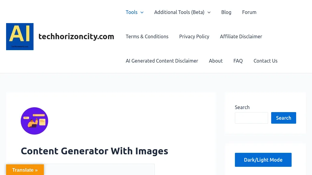 TechhorizonCity Content & Image Generator website