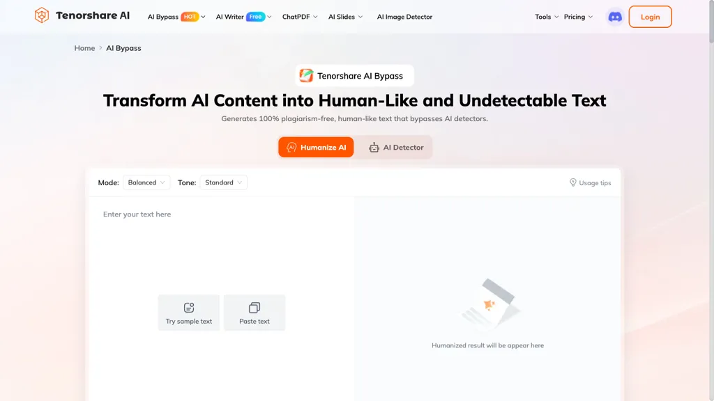 Tenorshare AI Bypass AI tool screenshot