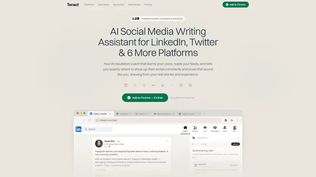 Teract LinkedIn AI Extension AI tool screenshot
