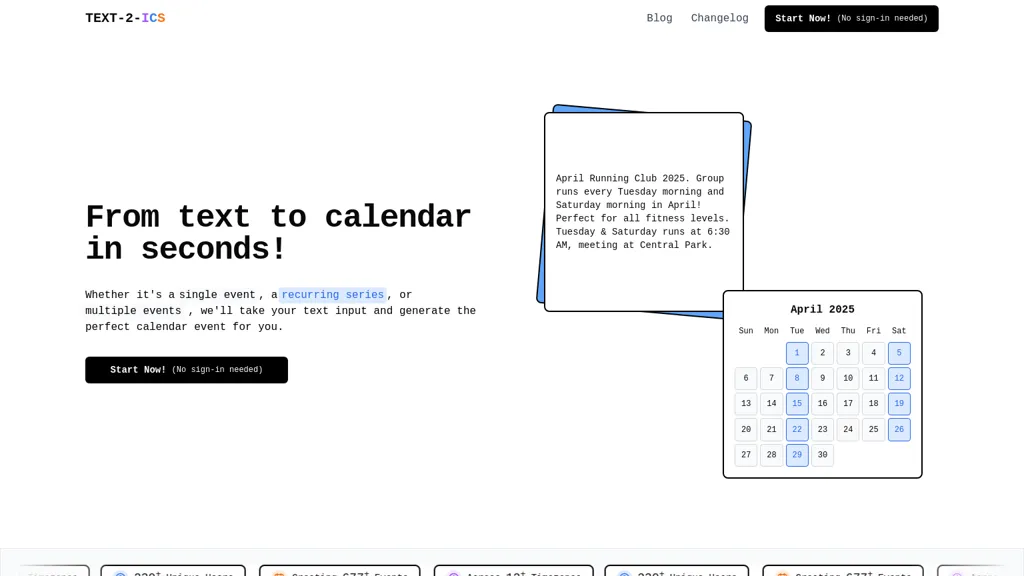 Text-2-ICS website