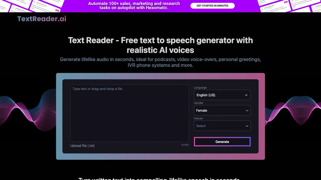 Text Reader AI website