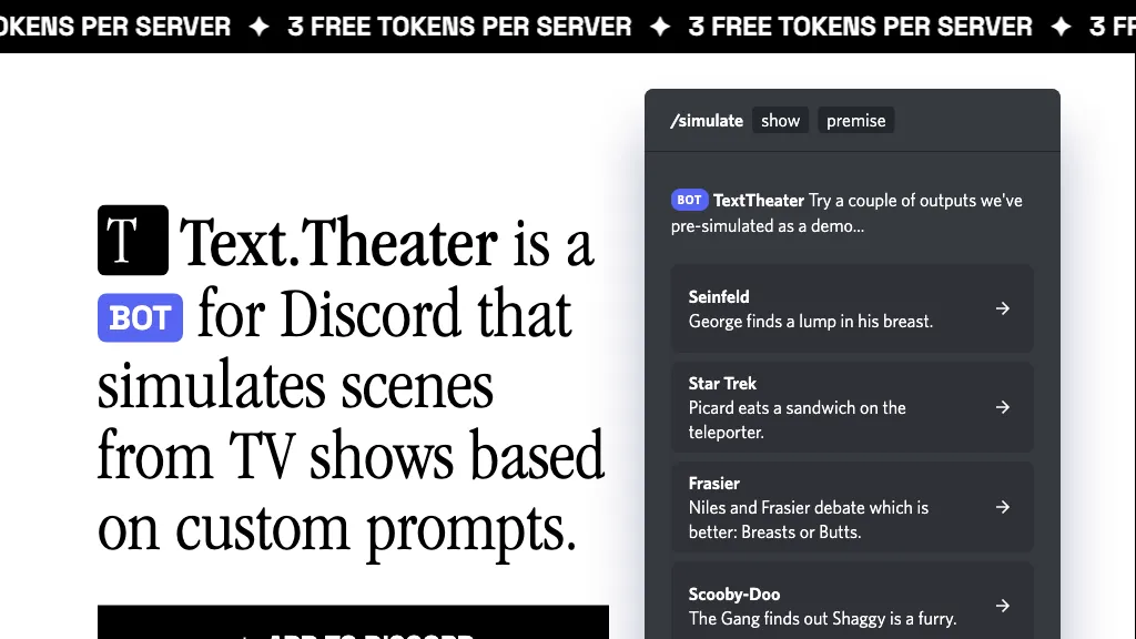 Text Theater website