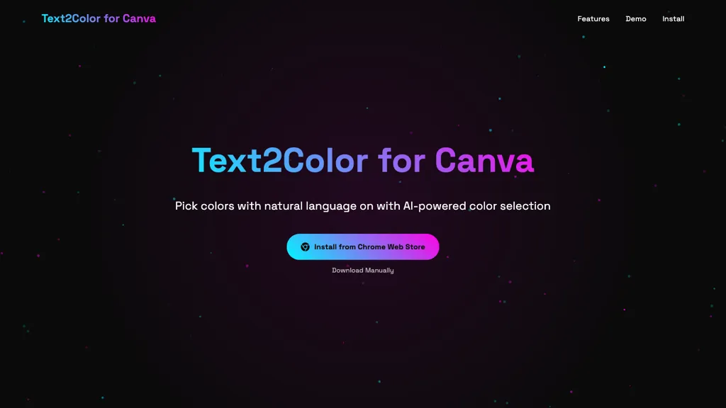 Text2Color for Canva website