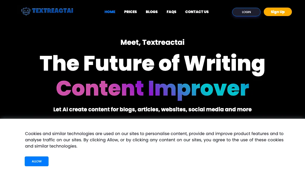 Textreactai website